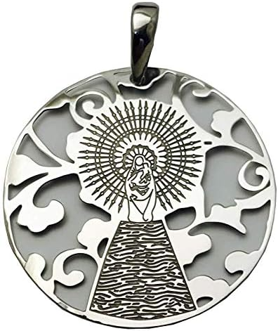 Medalla redonda en plata de ley de la Virgen del Pilar