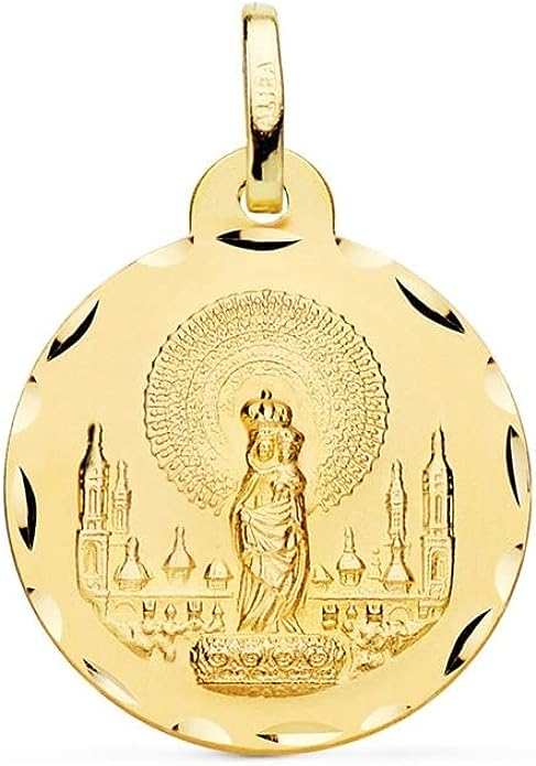 Medalla redonda maciza de la Virgen del Pilar de oro para Aragonesa