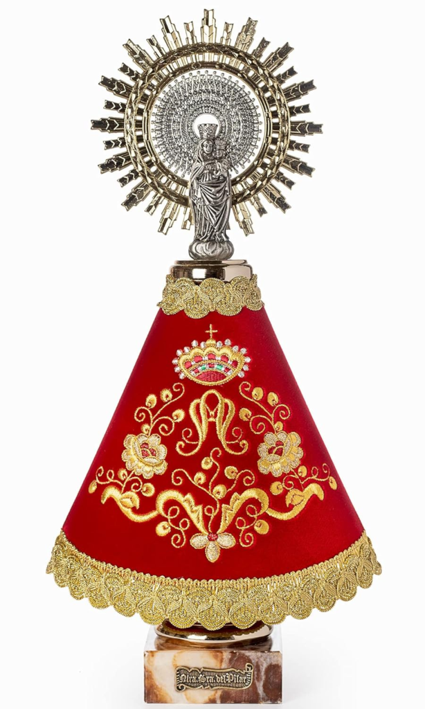 Virgen del Pilar con manto. Altura total 40 centímetros (Rojo)